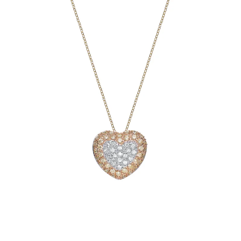 Sleek choker necklaces-Gv Sterling Silver White And Gold Heart Design Pendant