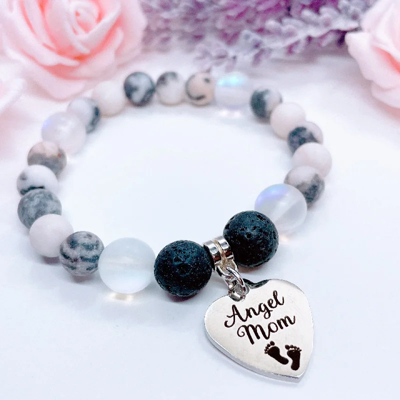 Oval shape bracelets-Angel Mom Classic Charm Bracelet Lava