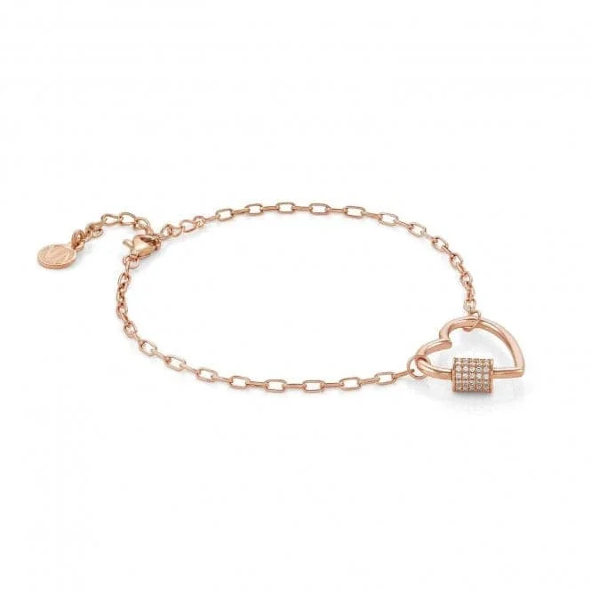 Tiny dot bangles-Charming Silver Cubic Zirconia Rose Gold Heart Bracelet 148501/007