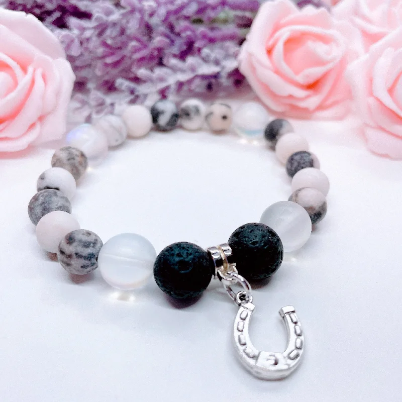 Thin rose bangles-Horseshoe Classic Charm Bracelet  Lava