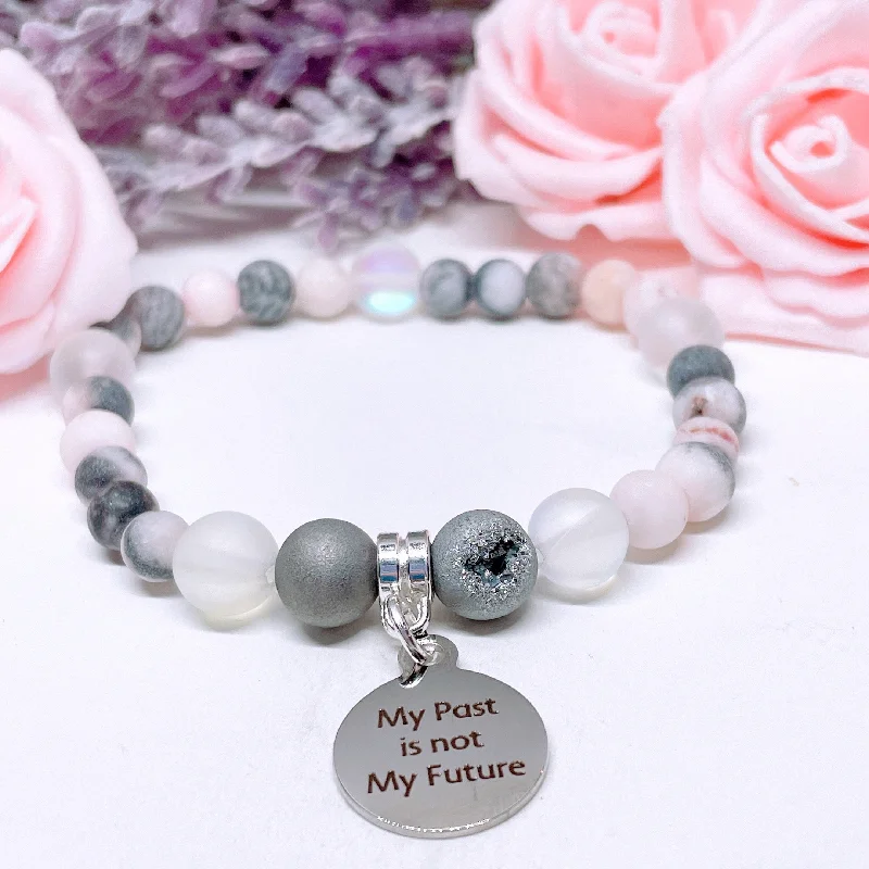 Bright bead bangles-My Past is Not My Future Companion Charm Bracelet Druzy