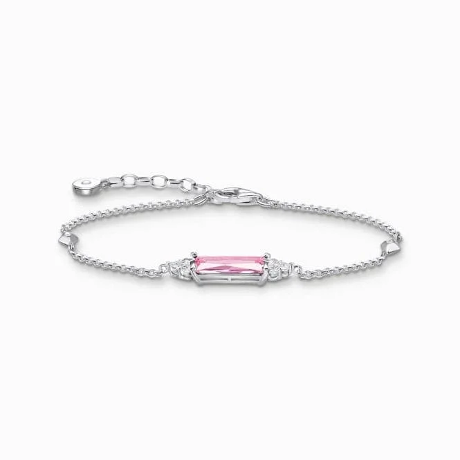 Vine weave bangles-Sterling Silver Pink Stone Bracelet A2018-051-9