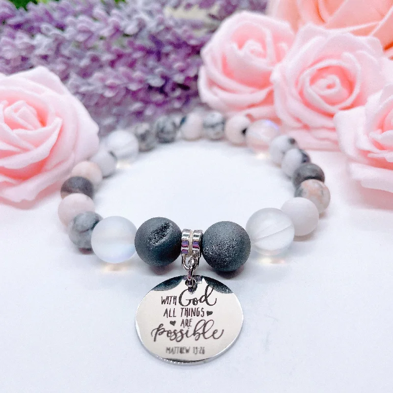 Nightfall gothic bracelets-With God All Things are Possible Classic Charm Bracelet Druzy