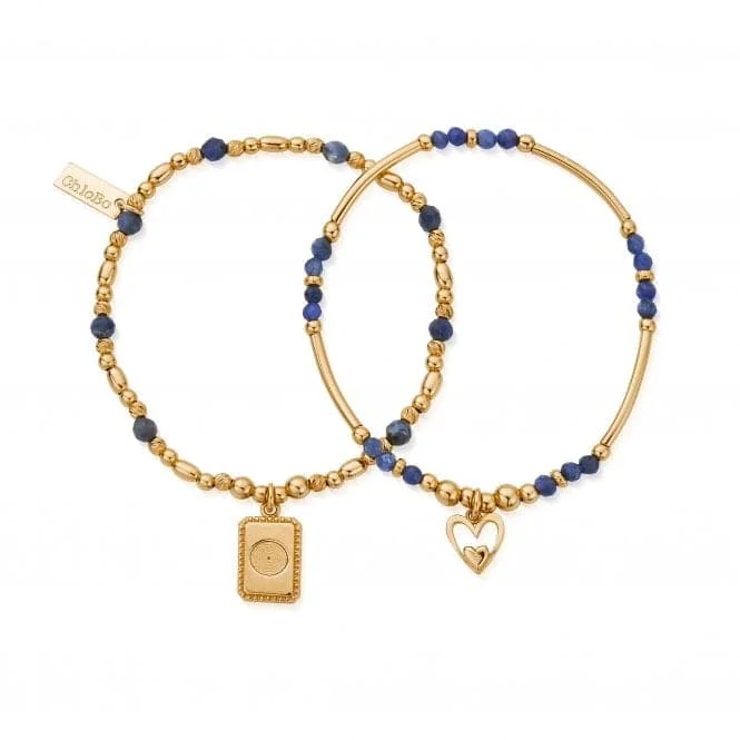 Full crescent bangles-Gold Celebrate Sodalite Set Of 2 Bracelets GBSET33711092