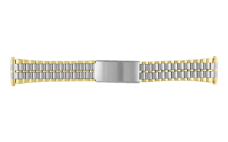 Old deco bangles-Hadley-Roma Men's Two Tone Stainless Steel Dual Finish Metal Bracelet Watch Band