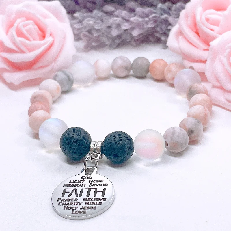 Thin rose bangles-Faith Sentiments Classic Charm Bracelet Lava