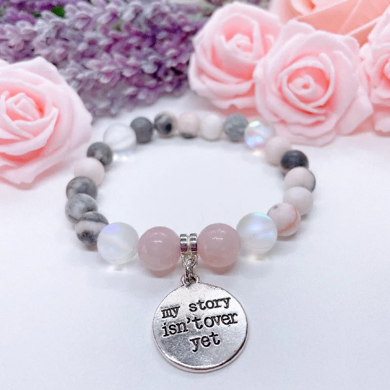 Fine cuff bracelets-My Story Isn't Over Classic Charm Bracelet Rose Quartz