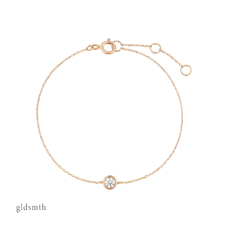 Large geometric bangles-14k Rose Gold Diamond Bezel Bracelet