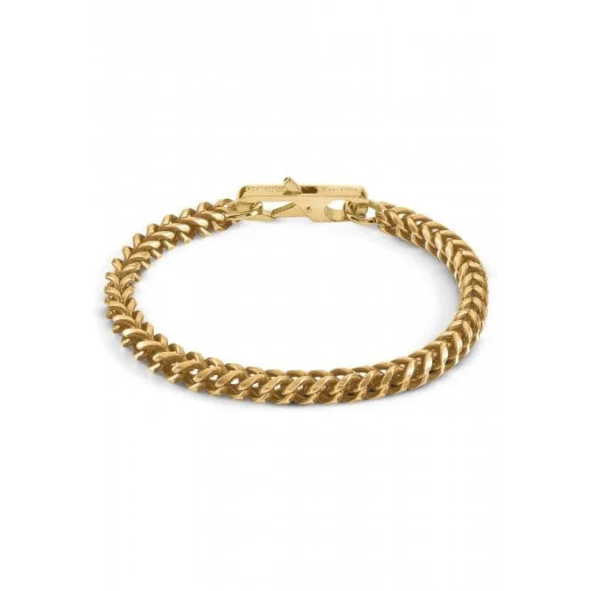 Tiny dot bangles-Mens Gold-tone Plated Black Chain Bracelet UMB01338YGL