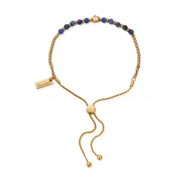 Silk cord bracelets-Gold Midnight Star Sodalite Adjustable Bracelet GBASFB