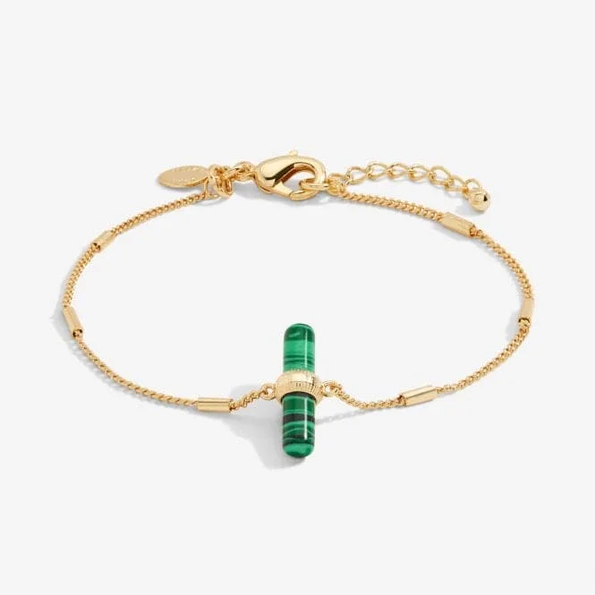 Vivid diamond bracelets-Aura Malachite Bar Gold 18cm + 3cm Extender Bracelet 6296