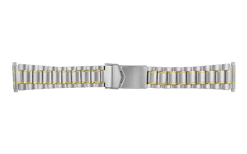 Oval gem bracelets-Hadley-Roma Men's Two Tone Metal Link Bracelet Watch Band