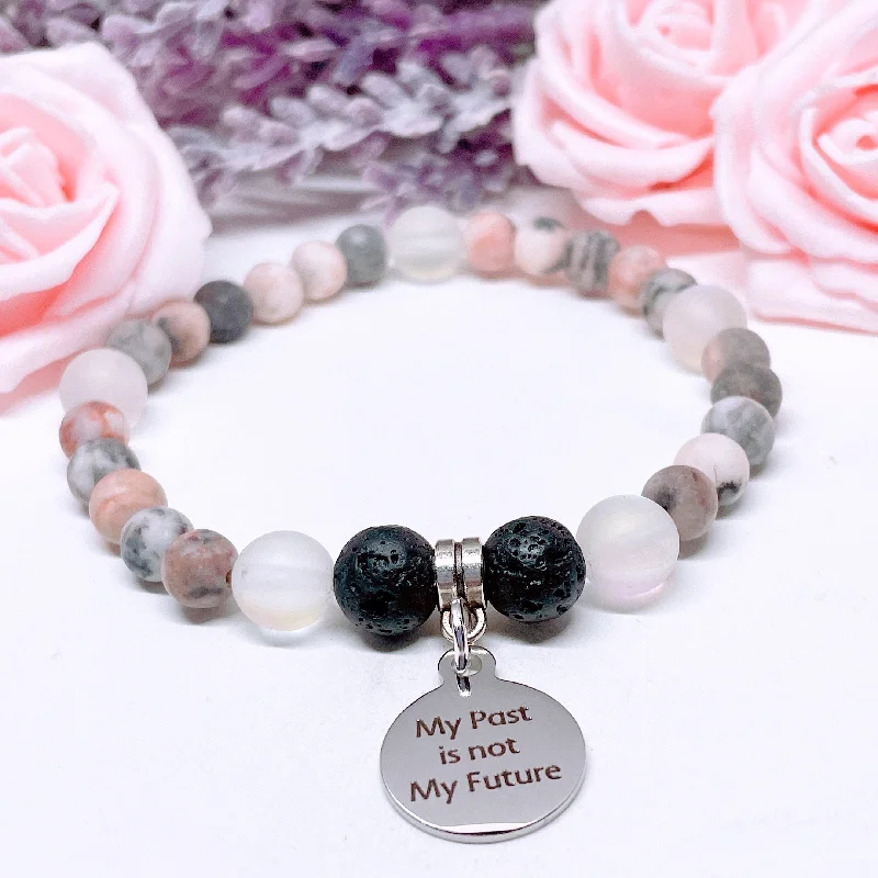 Twisted cord bracelets-My Past is Not My Future Companion Charm Bracelet Lava