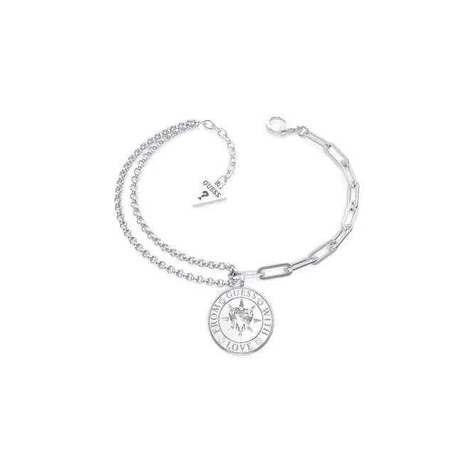 Thick stone bracelets-From Guess Love Double Chain 17mm Silver Bracelet UBB70000-L