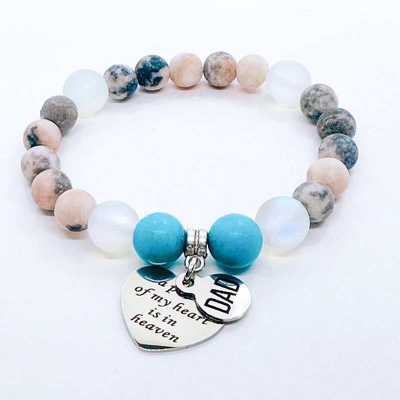 Thin star bracelets-Dad: A Piece of my Heart is in Heaven Classic Charm Bracelet Turquoise