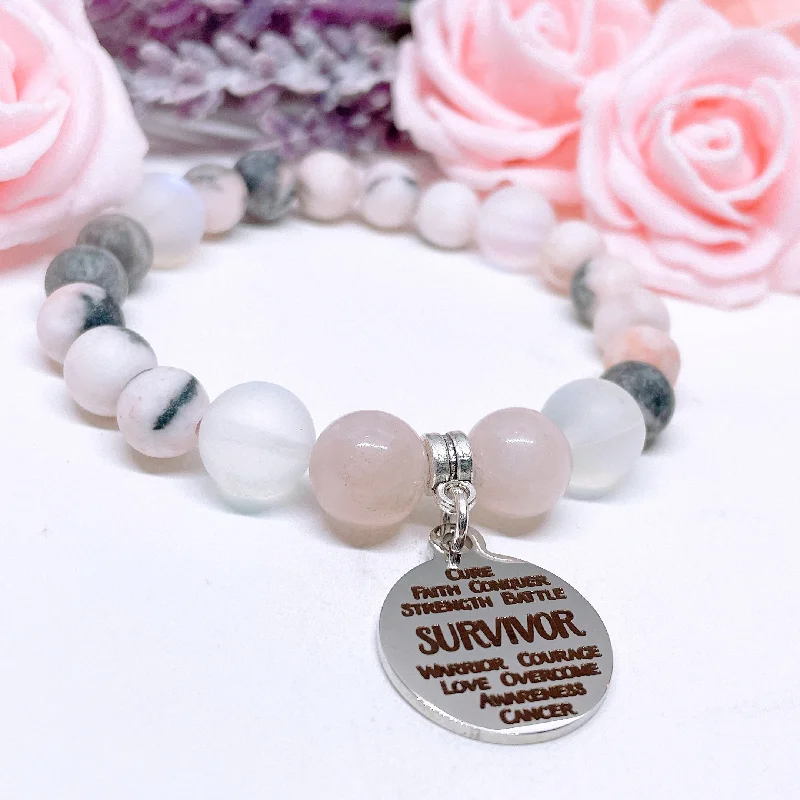 Layered chain bracelets-Survivor Sentiments Classic Charm Bracelet Rose Quartz