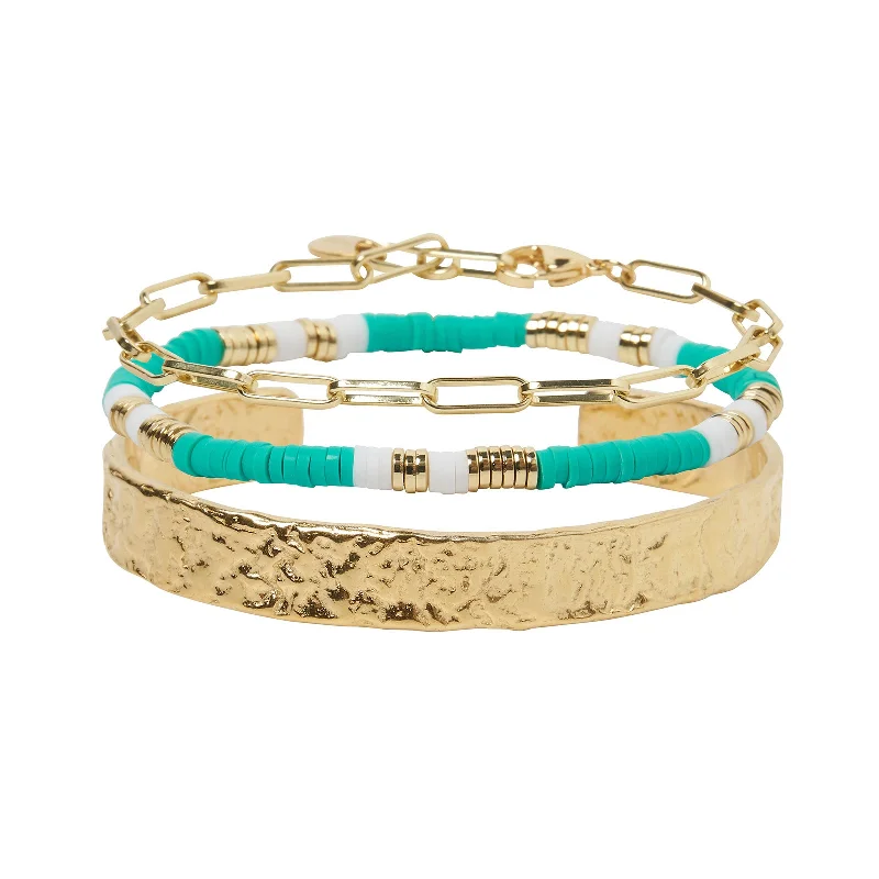 Thick stone bracelets-Savana Bracelet Stack - Ocean