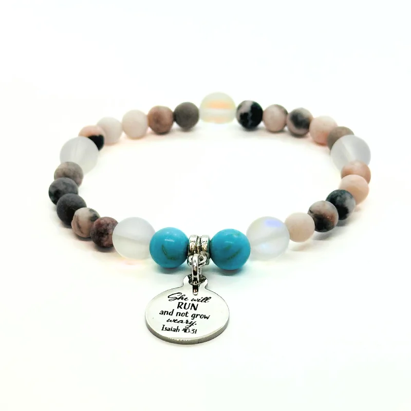 Maple grain bangles-She Will Run and Not Grow Weary Companion Charm Bracelet Turquoise