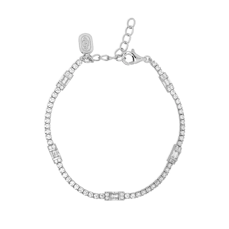 Silk cord bracelets-Silver Claribelle Tennis Bracelet