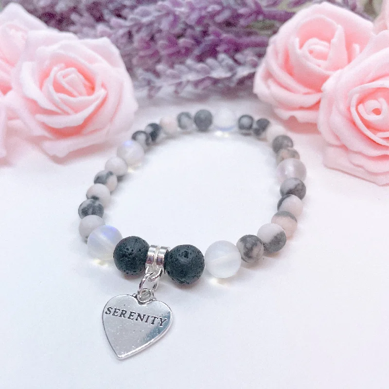 Stone strand bracelets-Serenity Heart Companion Charm Bracelet Lava