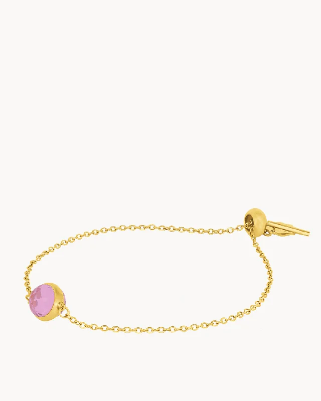 Oval shape bracelets-February Birthstone Devotion Signature Bracelet, Gold