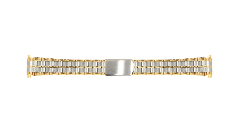 Clear modern bracelets-Hadley Roma Women's Two Tone Metal Bracelet Watch Band