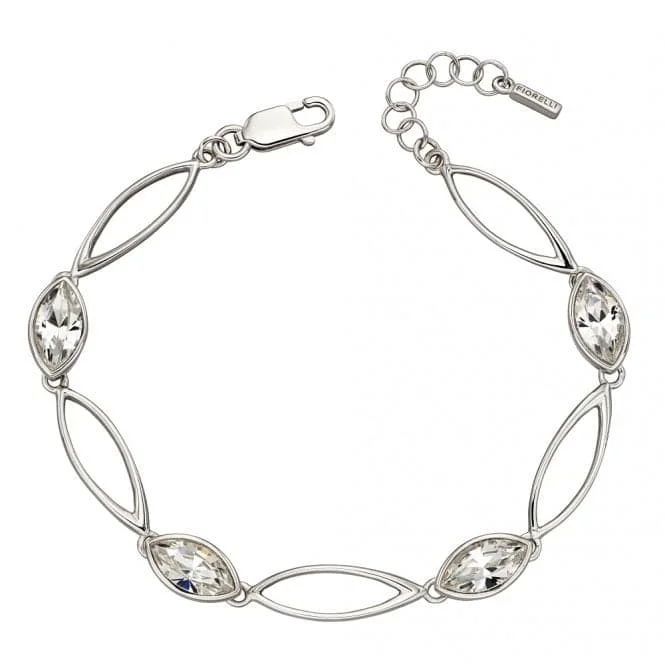 Bright silver bangles-Fiorelli Silver Twist Navette Crystal Bracelet B5212C