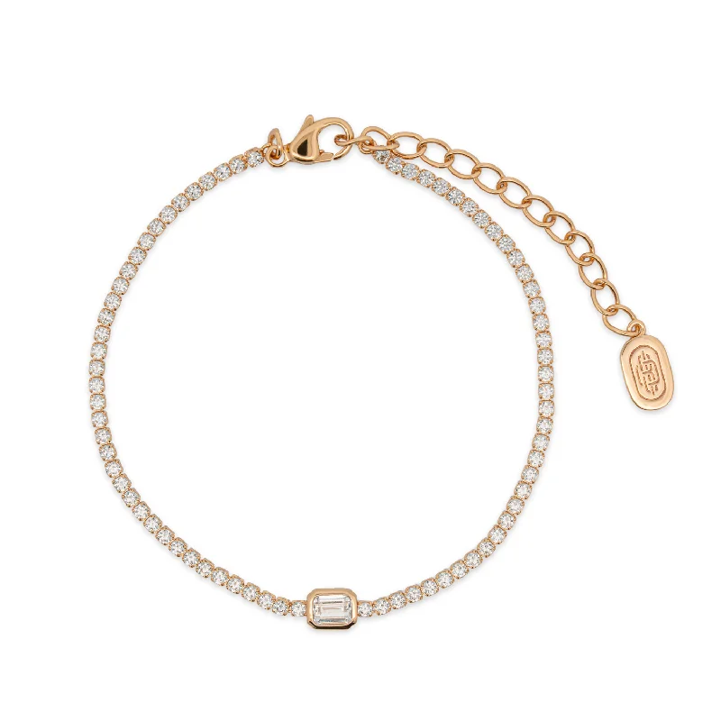 Thin wing bangles-Gold Blanca Tennis Bracelet