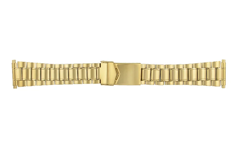 Gloss finish bracelets-Hadley-Roma Men's Goldtone Metal Link Bracelet Watch Band