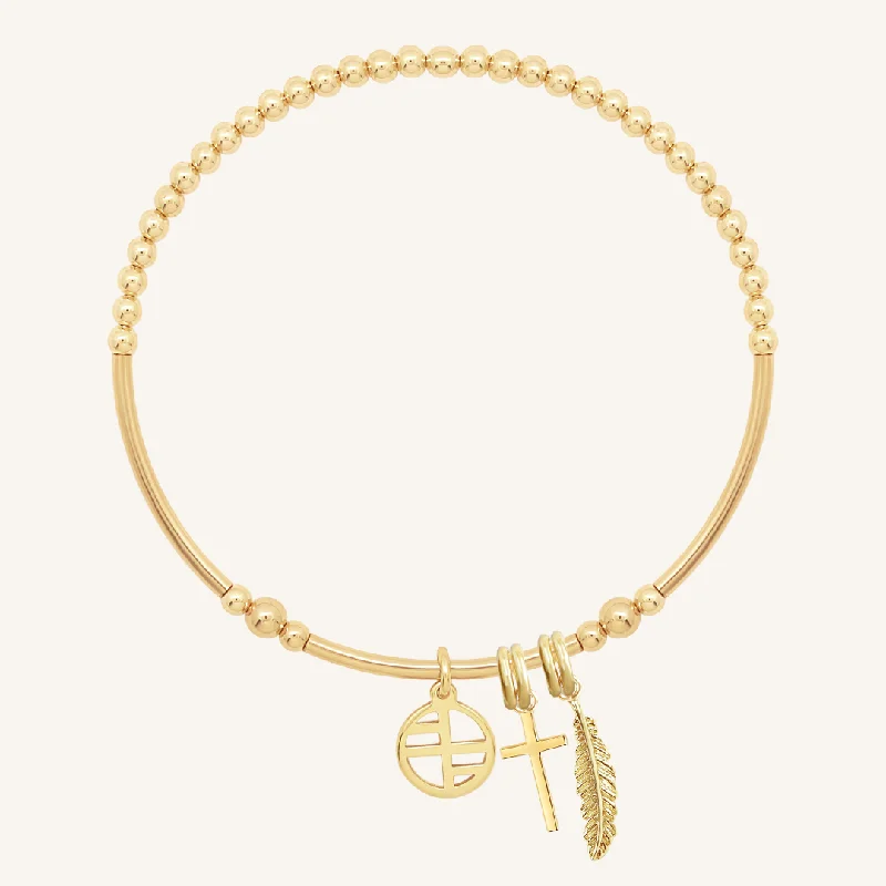 Silk edge bangles-Believe Charm Bracelet