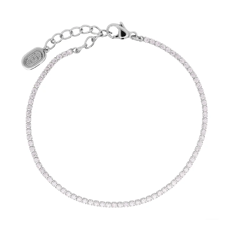 Wave shape bangles-Silver Micro Tennis Bracelet