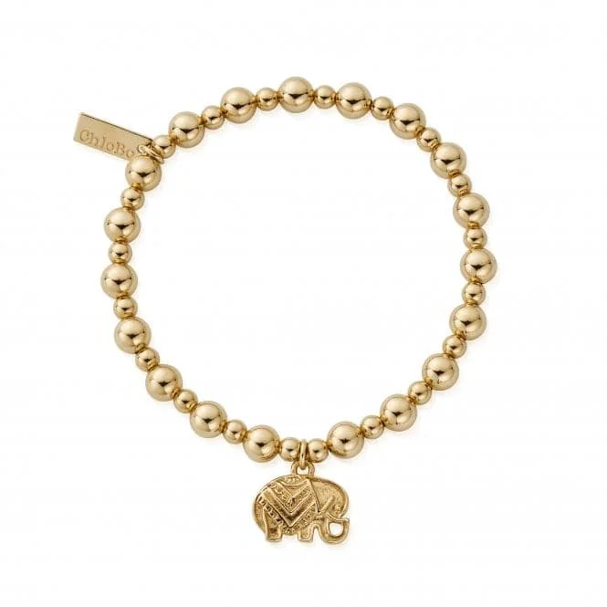 Flex thread bracelets-Gold Mini Small Ball Elephant Bracelet GBMSB4024