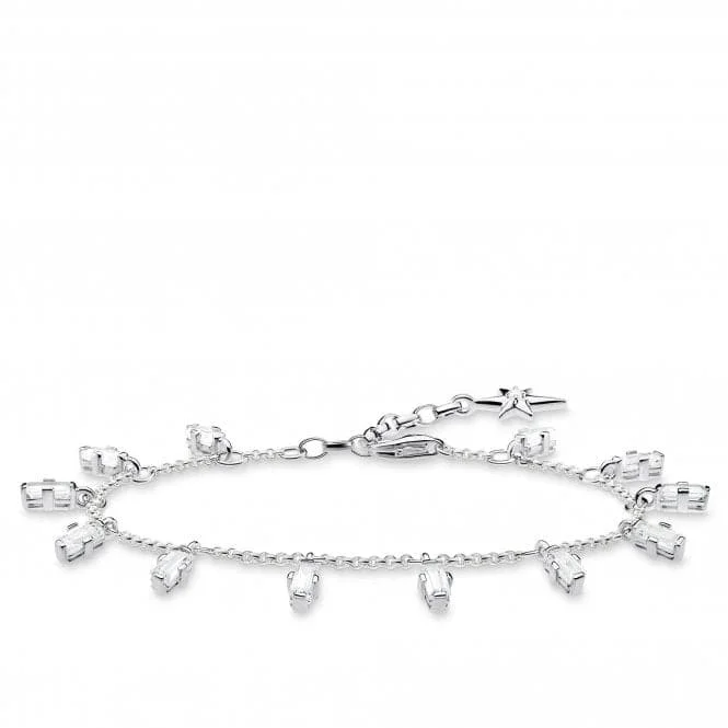 Beaded cluster bracelets-Thomas Sabo White Baguette Zirconia Stones Bracelet A1917-051-14-L19v