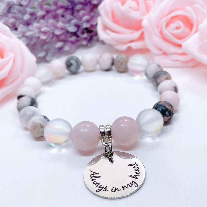 Smooth form bracelets-Always In My Heart Classic Charm Bracelet Rose Quartz