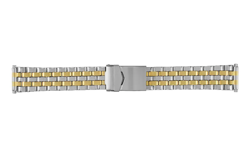 Fine cuff bracelets-Hadley-Roma Men's Shiny Two Tone Metal Link Bracelet Watch Band