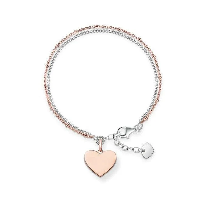 Surf theme bracelets-Thomas Sabo Love Bridge Double Strand Heart Bracelet LBA0102-415-12