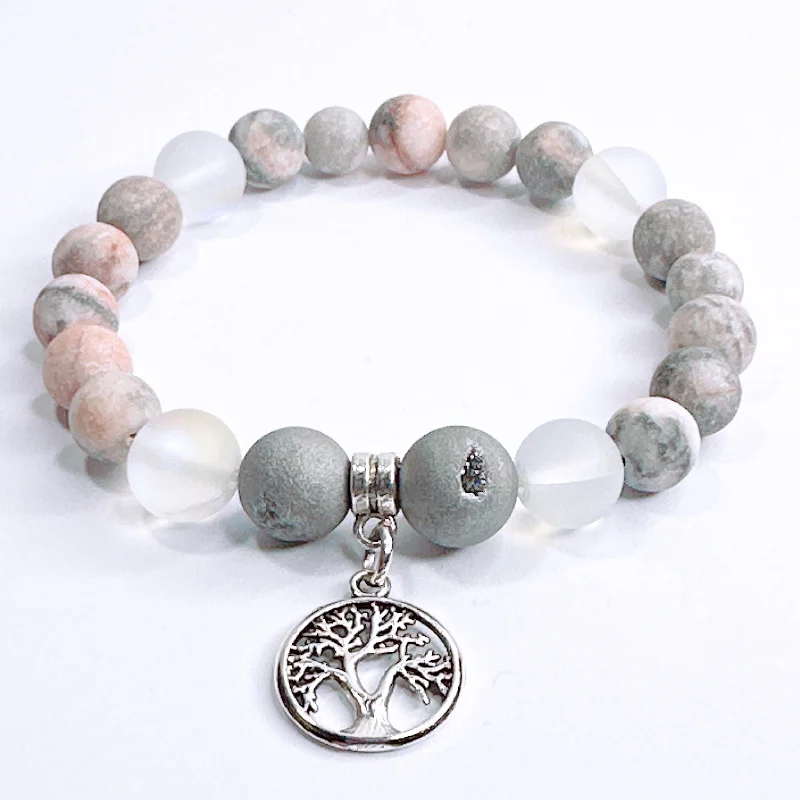 Multi-bead bangles-Tree of Life Classic Charm Bracelet Druzy