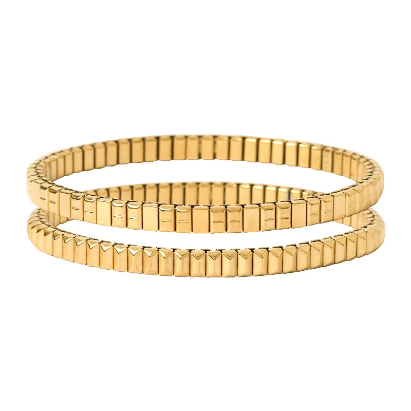 Full crescent bangles-Pyramid Bracelet Stack