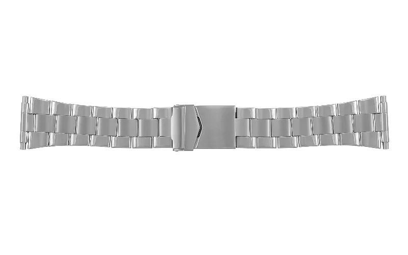 Wide cuff bangles-Hadley-Roma Men's Stainless Steel Wide Metal Link Bracelet Watch Band