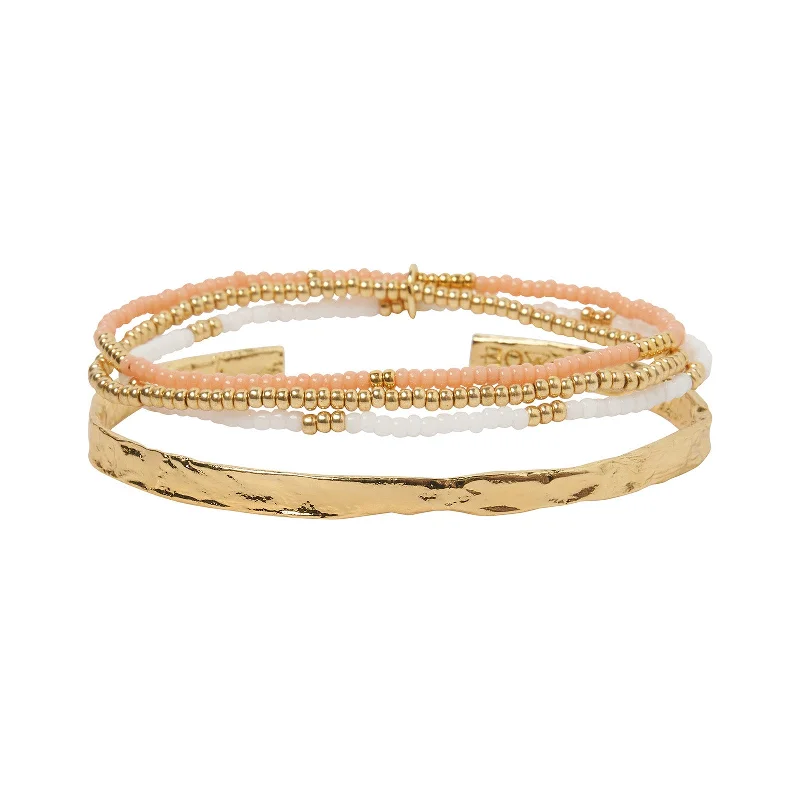 Stone layer bracelets-Sunshine Bracelet Stack - Coral