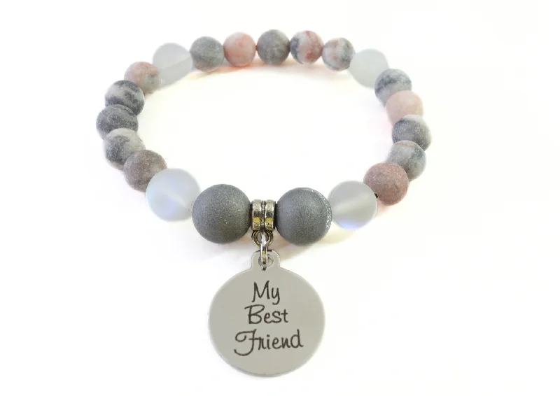 Braided silk bracelets-My Best Friend Classic Charm Bracelet Druzy