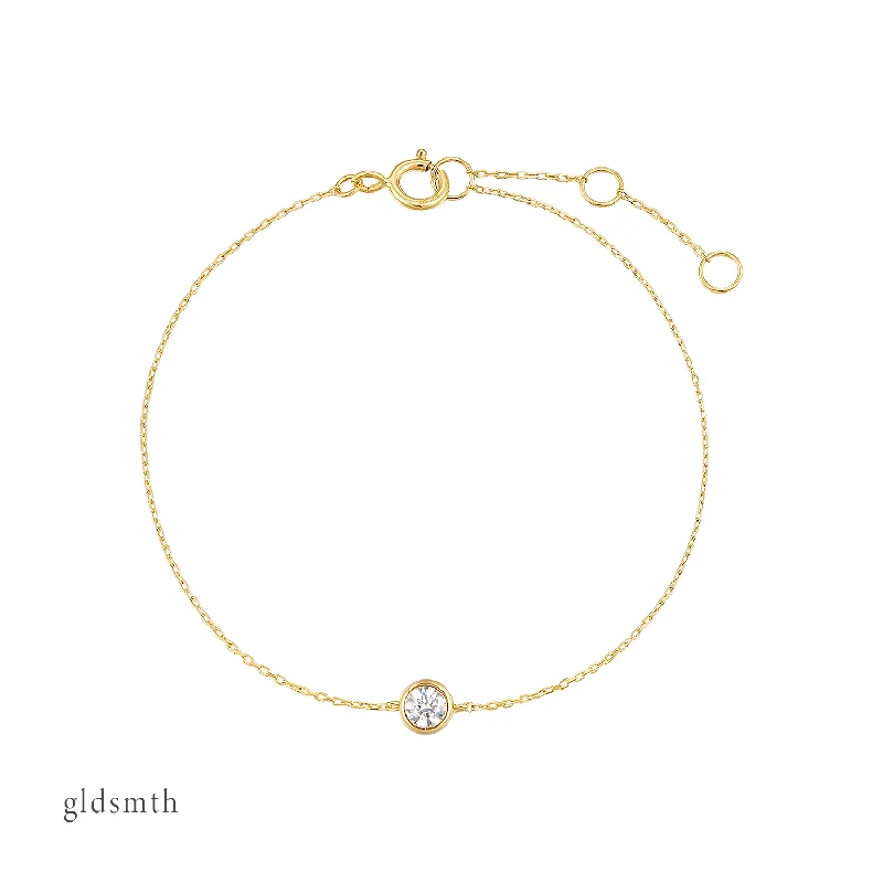 Oval gem bracelets-14k Gold Diamond Bezel Bracelet