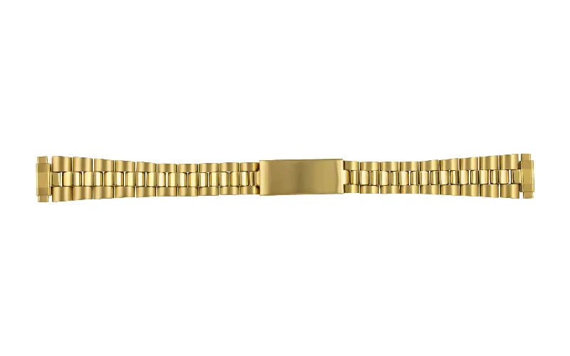 Thick cuff bangles-Hadley Roma Women's Goldtone Rolex President® Style Metal Bracelet Watch Band