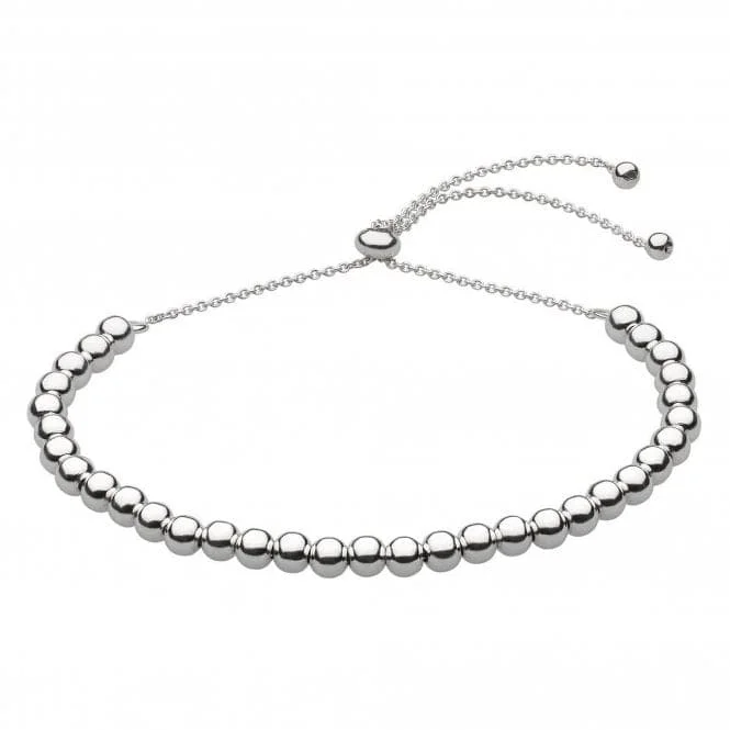 Smooth link bracelets-Dew Sterling Silver Set Ball Toggle Bracelet 7434HP022