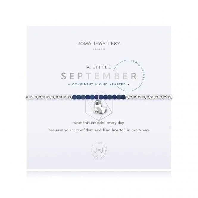 Tri-metal bracelets-A Little Birthstone September Lapis Silver 17.5cm Stretch Bracelet 3468