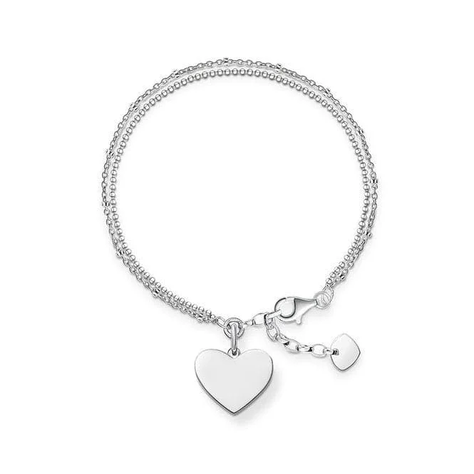 Tiny dot bangles-Thomas Sabo Love Bridge Double Chain Heart Bracelet LBA0102-001-12