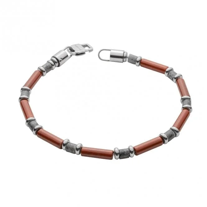 Lock clasp bracelets-Red Jasper Larvikite stones 22cm Bracelet B5443R