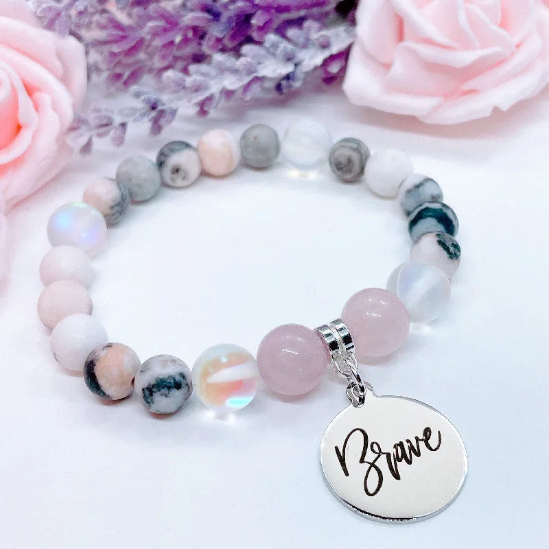 Twisted cord bracelets-Brave Classic Charm Bracelet Rose Quartz