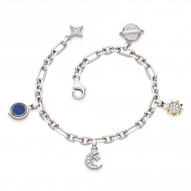 Oval shape bracelets-Revival Céleste Lapis Golden Multi Charm Figaro Bracelet 70495GLC