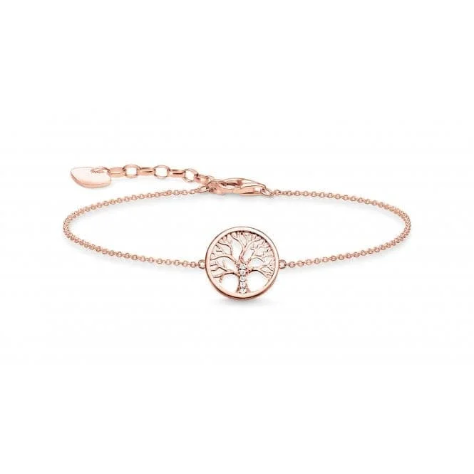 Fern carved bracelets-Thomas Sabo Rose Gold Plated Tree of Love Bracelet A1828-416-14-L19v